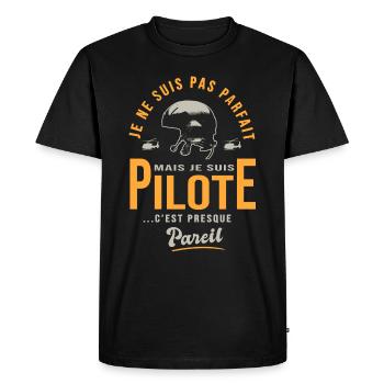 parfait pilote Hélicoptère Cadeau humour avion - T-shirt Premium bio Homme - noir - Devant - Nico (187cm)