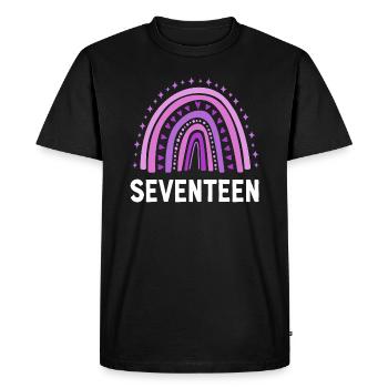 Purple Rainbow dix-sept ans 17e anniversaire - T-shirt Premium bio Homme - noir - Devant - Nico (187cm)