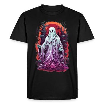 Halloween Ghost - Men's Premium Organic T-Shirt - black - Front - Nico (187cm)