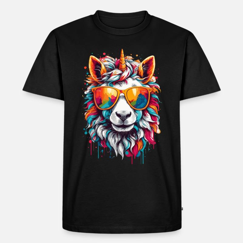 Regenbogen Einhorn süß cool - Männer Premium Bio T-Shirt - Schwarz