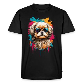 Shih Tzu cool avec des lunettes de soleil : animal mignon - T-shirt Premium bio Homme - noir - Devant - Nico (187cm)