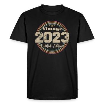 2023 Retro Vintage Birthday Born In - 2023 - Men's Premium Organic T-Shirt - black - Front - Nico (187cm)