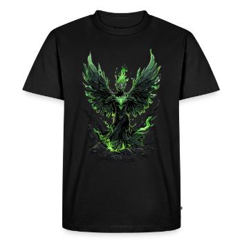 Mighty Superhero with Wings: Green & Strong - Men's Premium Organic T-Shirt - black - Front - Nico (187cm)