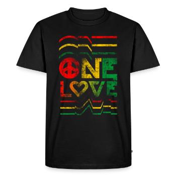 un amour reggae t-shirt en détresse rouge jaune vert - T-shirt Premium bio Homme - noir - Devant - Nico (187cm)