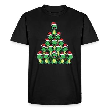Dinosaure de Noël - T-Rex fête sous le - T-shirt Premium bio Homme - noir - Devant - Nico (187cm)