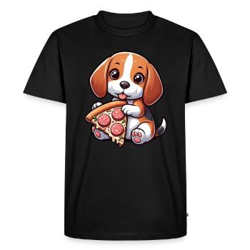Beagle Dog Salami Pizza Indulgence - Men's Premium Organic T-Shirt - black - Front - Nico (187cm)