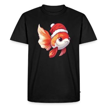 Chapeau de Noël Veiltail Oranda Goldfish - T-shirt Premium bio Homme - noir - Devant - Nico (187cm)