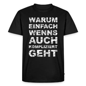 Why simple - complicated - vintage white - Men's Premium Organic T-Shirt - black - Front - Nico (187cm)