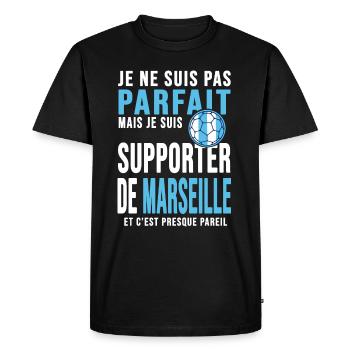 supporter football club humour football marseille - T-shirt Premium bio Homme - noir - Devant - Nico (187cm)