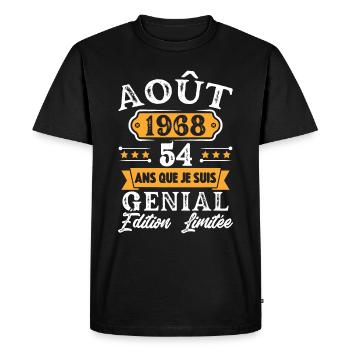 Cadeau D'anniversaire 54 Ans Août 1968 Rétro - T-shirt Premium bio Homme - noir - Devant - Nico (187cm)