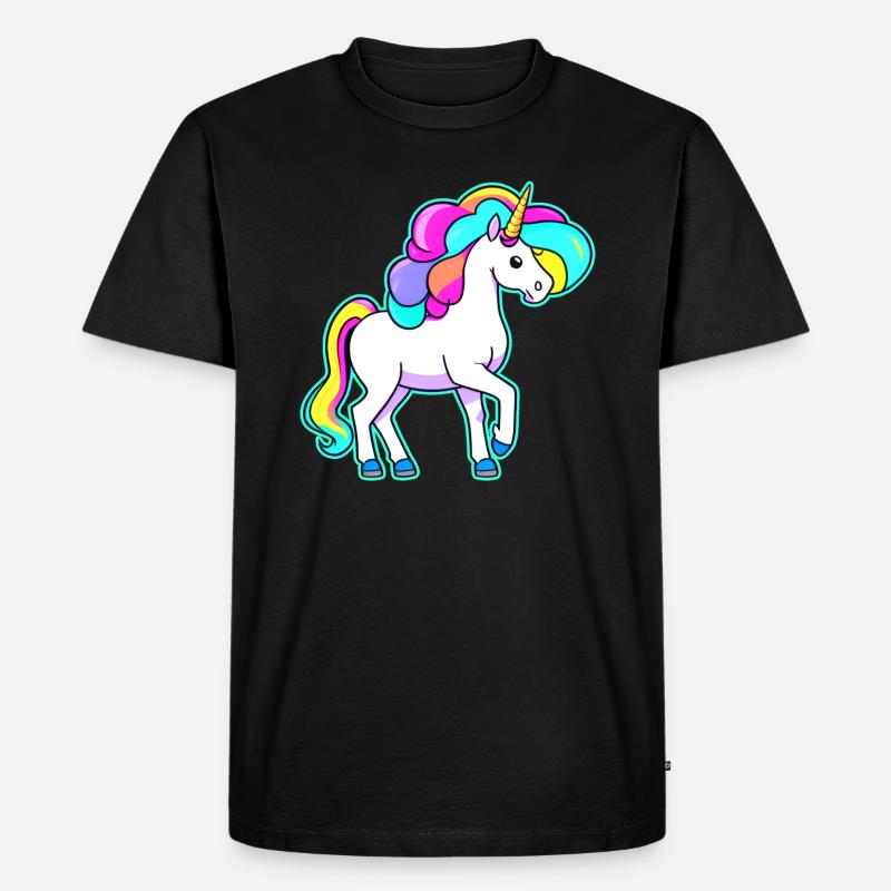 Buntes Regenbogen Einhorn - Männer Premium Bio T-Shirt - Schwarz