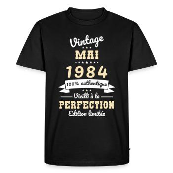 40th Anniversary - Vintage - May 1984 - Men's Premium Organic T-Shirt - black - Front - Nico (187cm)