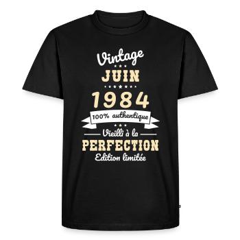 40th Anniversary - Vintage - June 1984 - Men's Premium Organic T-Shirt - black - Front - Nico (187cm)