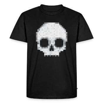 Skull Bone Pixel Graphic px Raster Graphic Retro - Men's Premium Organic T-Shirt - black - Front - Nico (187cm)