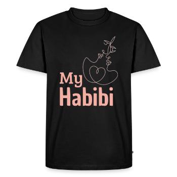 My habibi design - mon chéri / ma chérie en arabe - T-shirt Premium bio Homme - noir - Devant - Nico (187cm)
