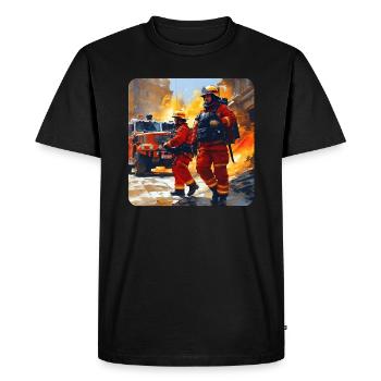 Firemen - Men's Premium Organic T-Shirt - black - Front - Nico (187cm)