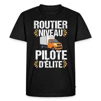 Routier élite camion cadeau chauffeur routier - T-shirt Premium bio Homme - noir - Devant - Nico (187cm)