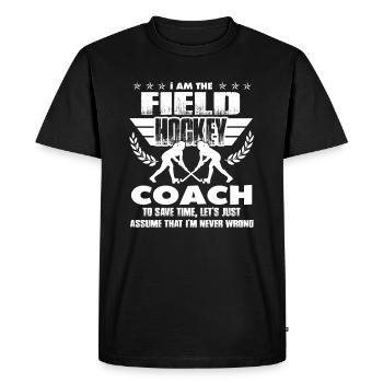 Hockey sur gazon Je suis l’entraîneur de hockey sur gazon - T-shirt Premium bio Homme - noir - Devant - Nico (187cm)