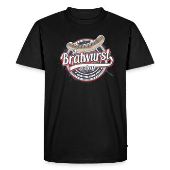 A Bratwurst a day keeps the apple away - Men's Premium Organic T-Shirt - black - Front - Nico (187cm)