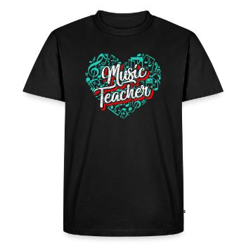 Music Teacher Music Teacher Full Heart - Men's Premium Organic T-Shirt - black - Front - Nico (187cm)
