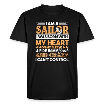 I'm A Sailor With My Heart - Men's Premium Organic T-Shirt - black - Front - Nico (187cm)