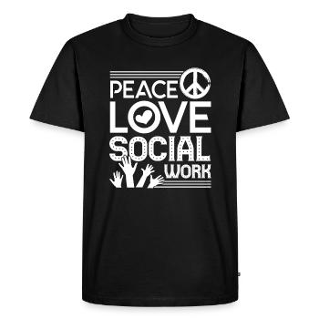 Social Worker Peace Love Social Work - Men's Premium Organic T-Shirt - black - Front - Nico (187cm)