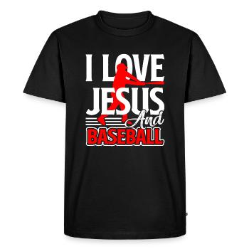 Baseball I Love Jesus And Baseball - Men's Premium Organic T-Shirt - black - Front - Nico (187cm)