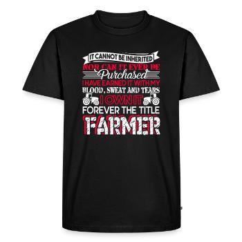 Farmer Forever The Title Farmer - Men's Premium Organic T-Shirt - black - Front - Nico (187cm)