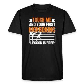 Kickboxing First Kickboxing Lesson Is Free - Men's Premium Organic T-Shirt - black - Front - Nico (187cm)