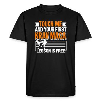 Krav Maga First Krav Maga Lesson Is Free - Men's Premium Organic T-Shirt - black - Front - Nico (187cm)