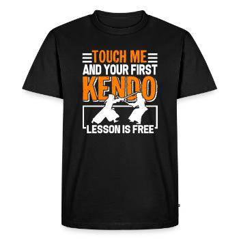 Kendo First Kendo Lesson Is Free - Men's Premium Organic T-Shirt - black - Front - Nico (187cm)
