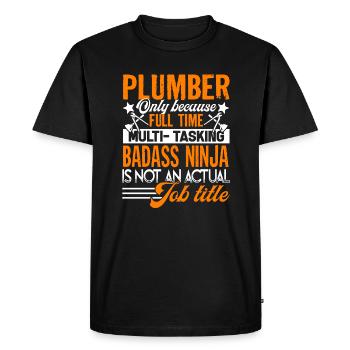 Plumber Plumber Job Title - Men's Premium Organic T-Shirt - black - Front - Nico (187cm)