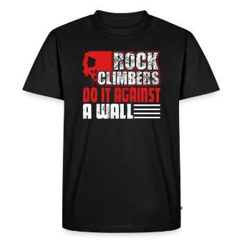 Rock Climbers Do It Against a Wall - Men's Premium Organic T-Shirt - black - Front - Nico (187cm)