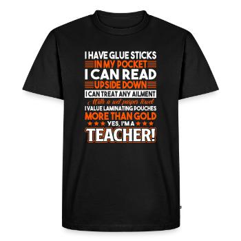 Teacher Yes I Am A Teacher - Men's Premium Organic T-Shirt - black - Front - Nico (187cm)