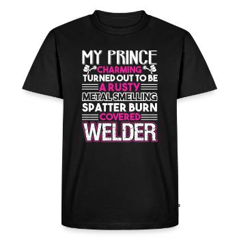 Welder My Prince Charming Is A Welder - Men's Premium Organic T-Shirt - black - Front - Nico (187cm)