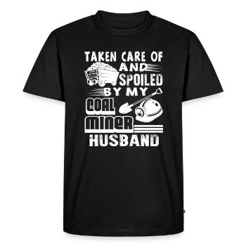 Coal Miner Spoiled By My Coal Miner Husband - Men's Premium Organic T-Shirt - black - Front - Nico (187cm)
