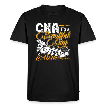 CNA Leave CNA Alone It's A Beautiful Day - Men's Premium Organic T-Shirt - black - Front - Nico (187cm)