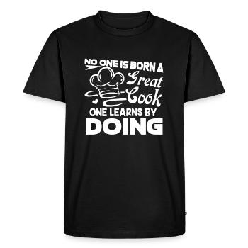 Chef No One Is Born A Great Cook - Men's Premium Organic T-Shirt - black - Front - Nico (187cm)
