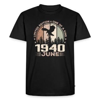 Incomparable since June 1940, 84th Anniversary - Men's Premium Organic T-Shirt - black - Front - Nico (187cm)