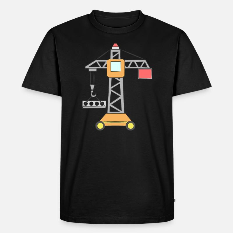 Kran Kinder Baustelle - Männer Premium Bio T-Shirt - Schwarz
