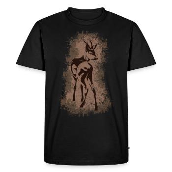 Hirsch - Männer Premium Bio T-Shirt - Schwarz - Vorne - Nico (187cm)