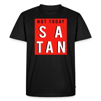 Pas aujourd’hui Satan - T-shirt Premium bio Homme - noir - Devant - Nico (187cm)