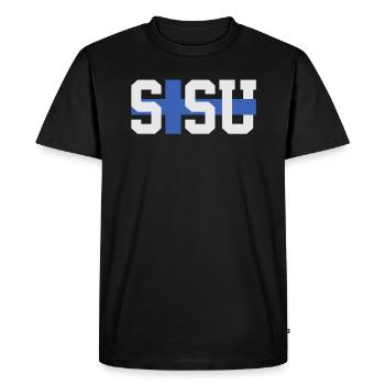 Sisu Finnish Finnish Finnish Flag - Men's Premium Organic T-Shirt - black - Front - Nico (187cm)