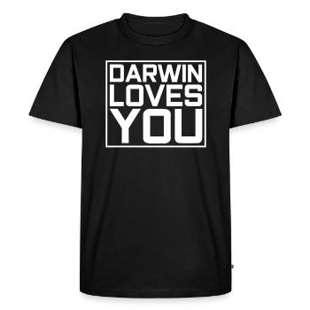 Athée Charles Darwin - T-shirt Premium bio Homme - noir - Devant - Nico (187cm)