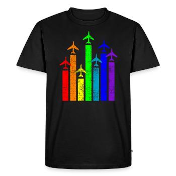 Pilote avion - T-shirt Premium bio Homme - noir - Devant - Nico (187cm)