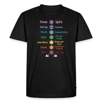Chakra Yoga Géométrie Sacrée - T-shirt Premium bio Homme - noir - Devant - Nico (187cm)