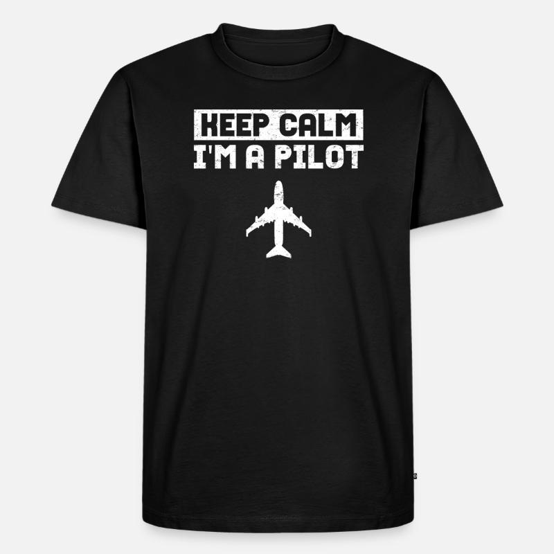 Flugzeug-Pilot Flieger Luftfahrt - Männer Premium Bio T-Shirt - Schwarz