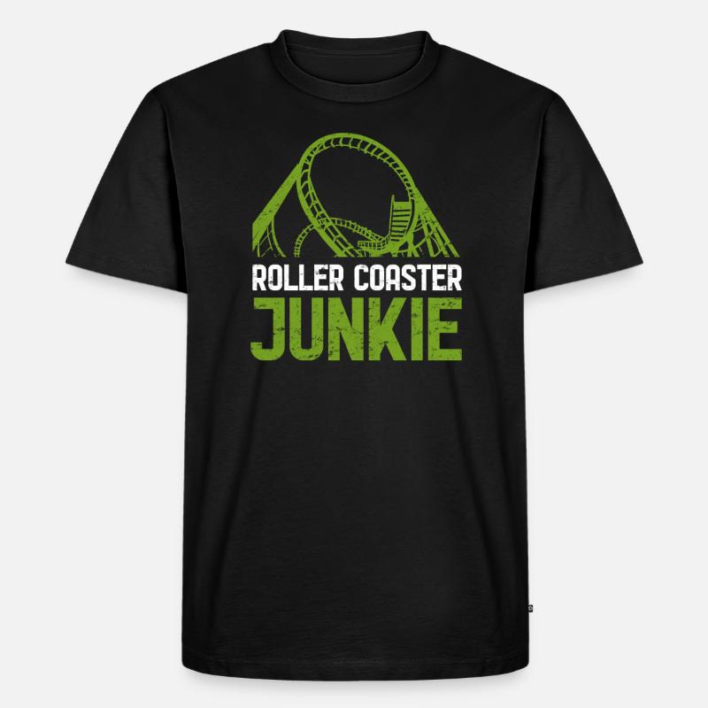 Achterbahn Junkie - Männer Premium Bio T-Shirt - Schwarz