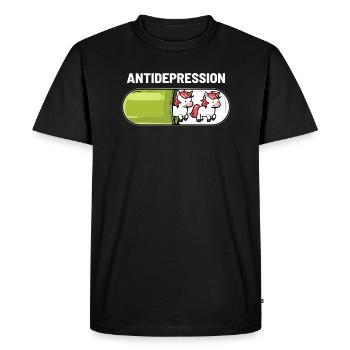 Capsule Anti-Dépression Licorne - T-shirt Premium bio Homme - noir - Devant - Nico (187cm)