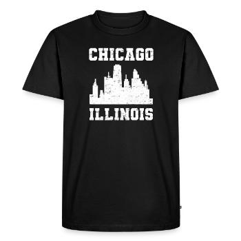Chicago Illinois Skyline Souvenir - Men's Premium Organic T-Shirt - black - Front - Nico (187cm)